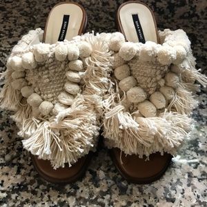 Zara High Heel Slides with Pompoms